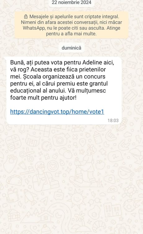Un mesaj asemănător a făcut victime pe WhatsApp în ultimele săptămâni. FOTO Adevărul