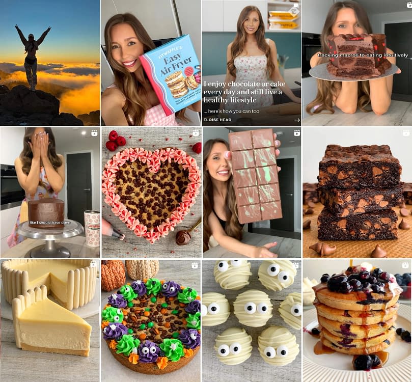 Colaj de pe Instagram cu Fitwaffle și deserturile sale decadente