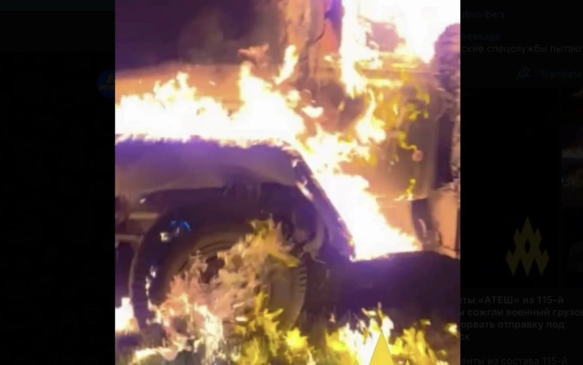 Camioane autoincendiate FOTO: Telegram/Atesh