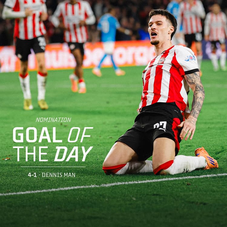 Dennis Man, campionul golurilor spectaculoase. Foto Facebook PSV