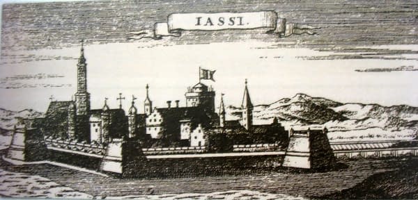 Iași, capitala Moldovei, la începutul secolului al XVIII-lea. Gravură germană (© Wikimedia Commons)